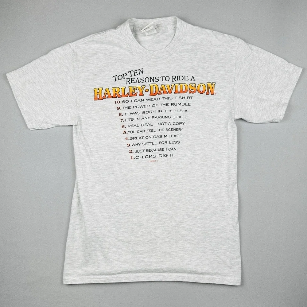 Vintage 2006 Harley Davidson Top 10 Reasons T Shirt Carroll Iowa Biker S